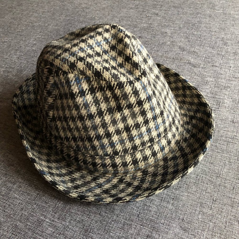CHRISTY'S LONDON Trilby Twill Wool Hat - Gray, Black & Blue Plaid - Unisex